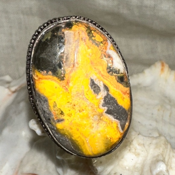 Exotic Bumblebee Jasper Handcrafted Natural Gemstone ring